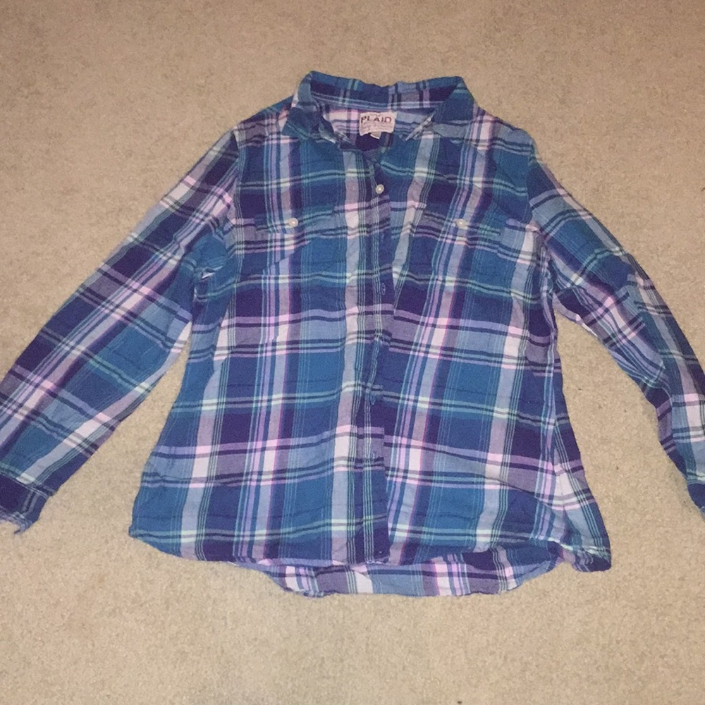 Old Navy Blue Plaid Button Down
